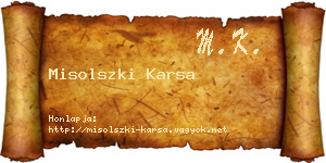 Misolszki Karsa névjegykártya